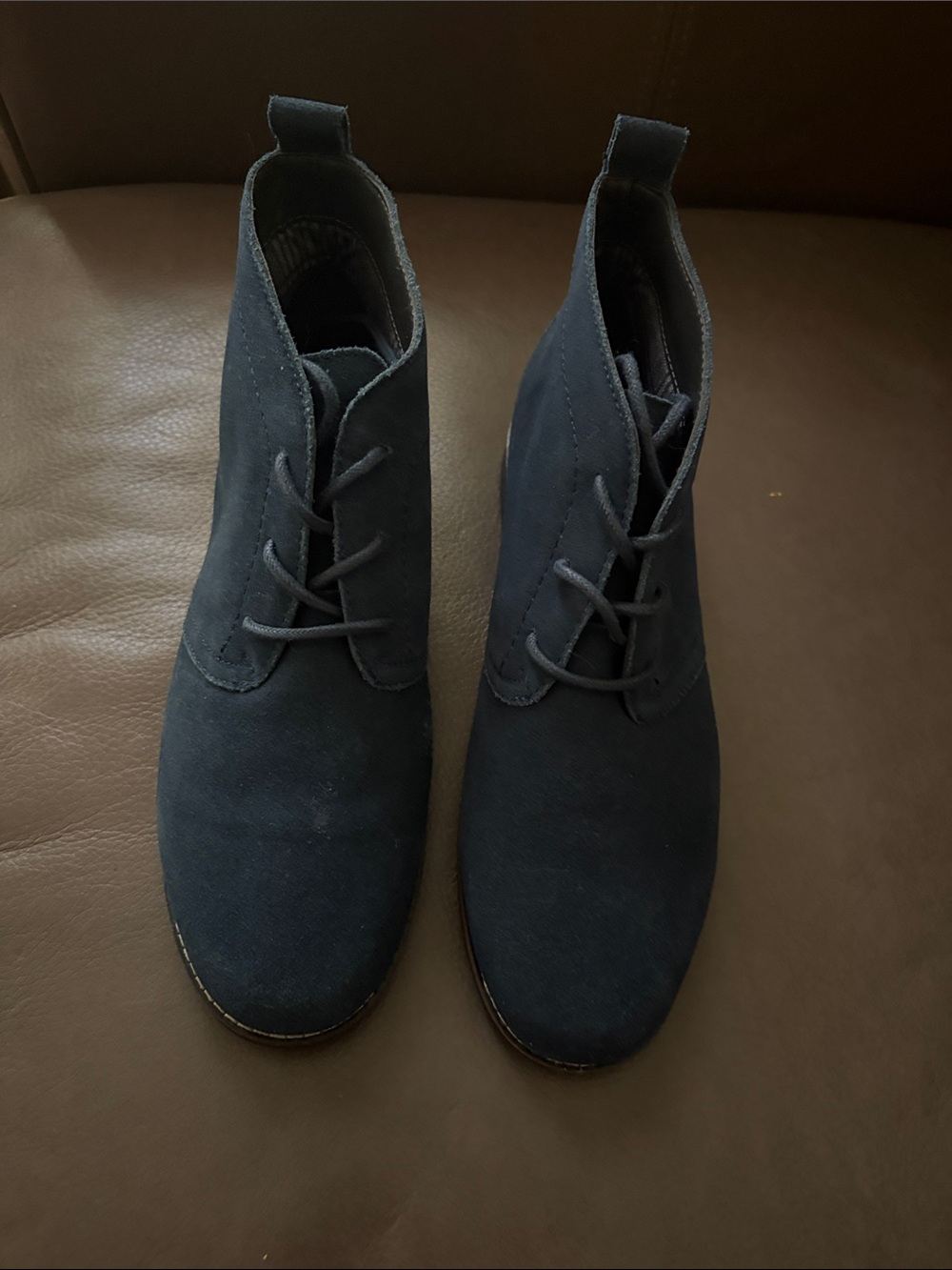 White Mountain Navy Suede Lace-Up Ankle Boots